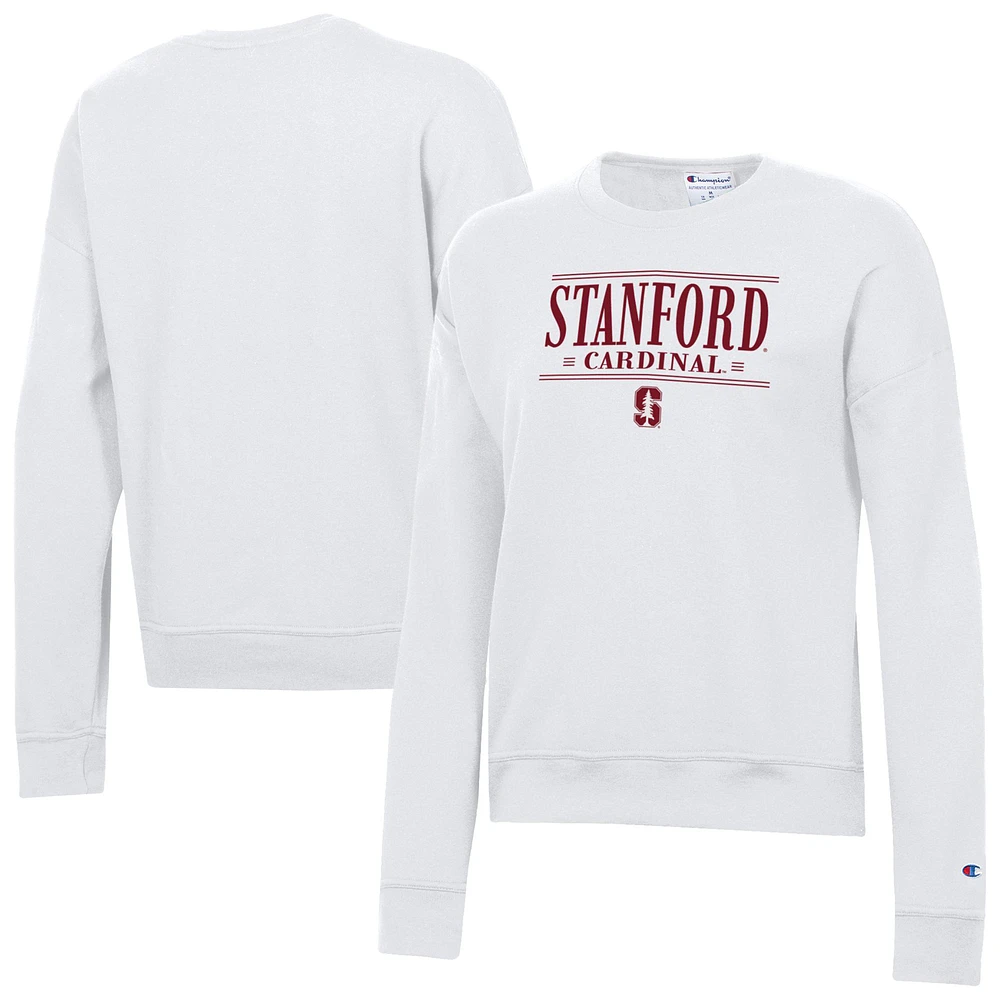Women's Champion White Stanford Cardinal Powerblend Pullover Sweatshirt