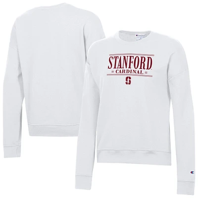 Women's Champion  White Stanford Cardinal Powerblend Pullover Sweatshirt
