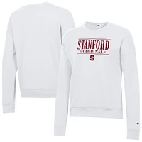 Women's Champion  White Stanford Cardinal Powerblend Pullover Sweatshirt