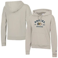 Women's Champion  Oatmeal Drexel Dragons Powerblend Fleece Pullover Hoodie