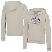 Women's Champion  Oatmeal Drexel Dragons Powerblend Fleece Pullover Hoodie
