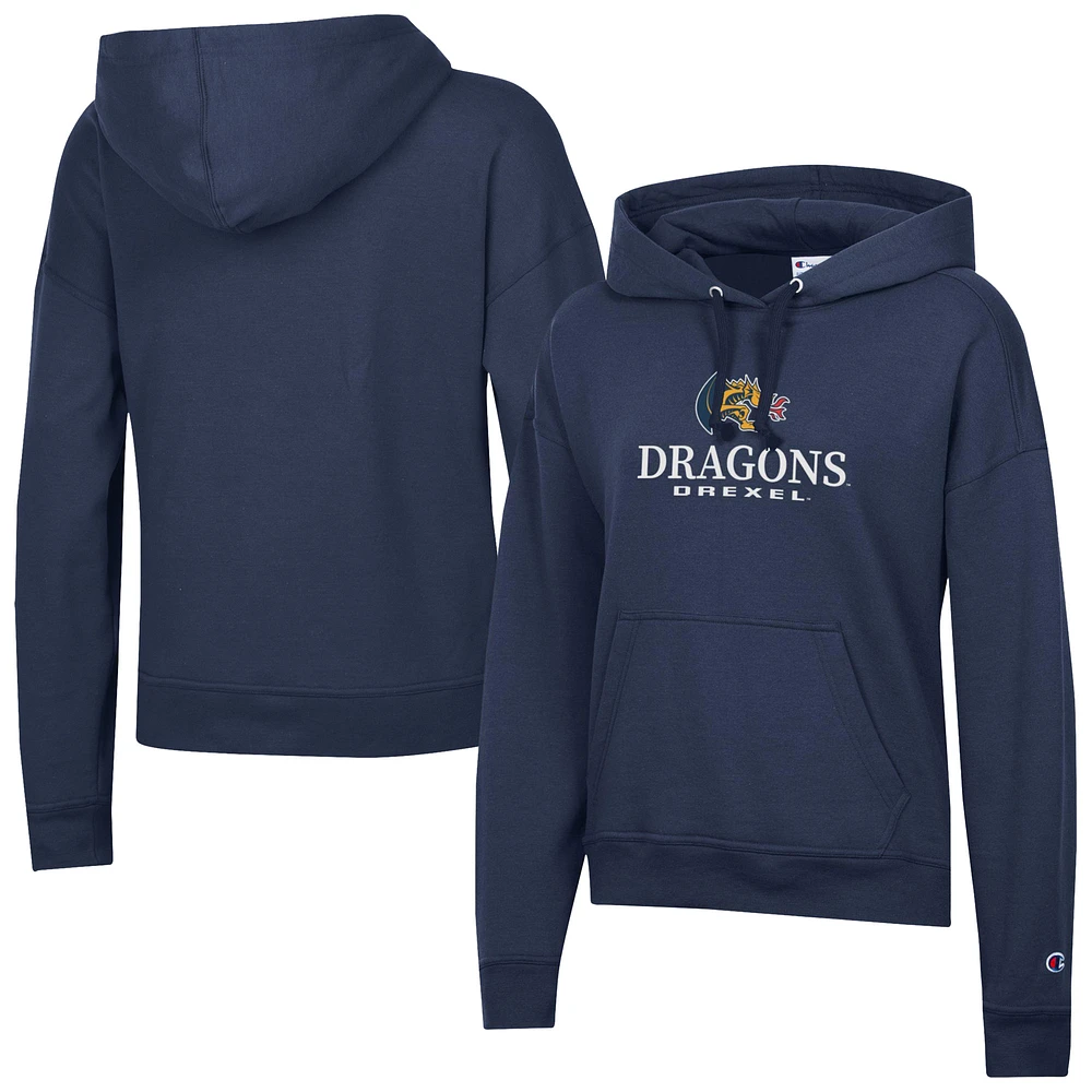 Women's Champion Navy Drexel Dragons Powerblend Fleece Pullover Hoodie