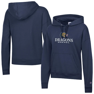Women's Champion  Navy Drexel Dragons Powerblend Fleece Pullover Hoodie