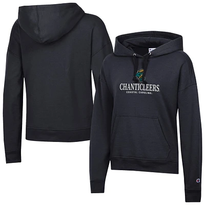 Women's Champion  Black Coastal Carolina Chanticleers Powerblend Fleece Pullover Hoodie