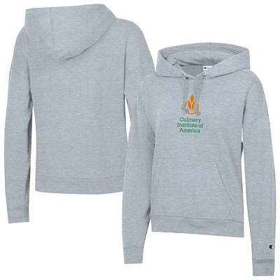 Women's Champion  Gray Culinary Institute of America Steels Powerblend Fleece Pullover Hoodie