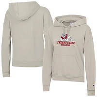 Women's Champion  Oatmeal Fresno State Bulldogs Powerblend Fleece Pullover Hoodie