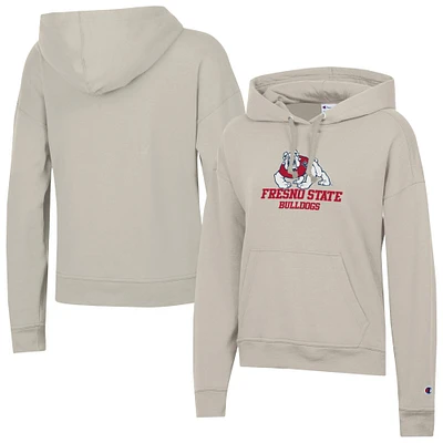 Women's Champion  Oatmeal Fresno State Bulldogs Powerblend Fleece Pullover Hoodie