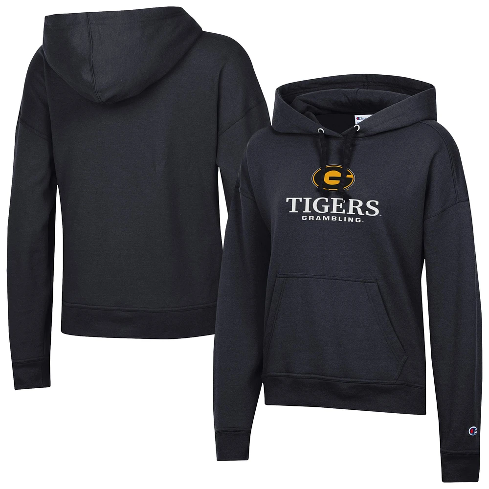 Women's Champion Black Grambling Tigers Powerblend Fleece Pullover Hoodie