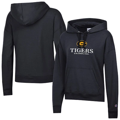 Women's Champion  Black Grambling Tigers Powerblend Fleece Pullover Hoodie