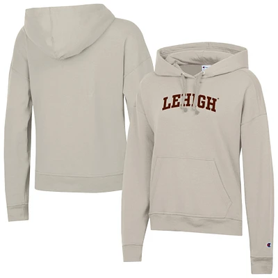 Women's Champion  Oatmeal Lehigh Mountain Hawks Powerblend Fleece Pullover Hoodie