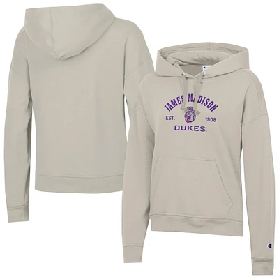 Women's Champion  Oatmeal James Madison Dukes Powerblend Fleece Pullover Hoodie