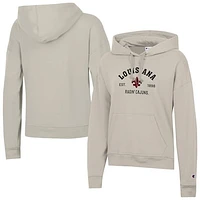 Women's Champion  Oatmeal Louisiana Ragin' Cajuns Powerblend Fleece Pullover Hoodie