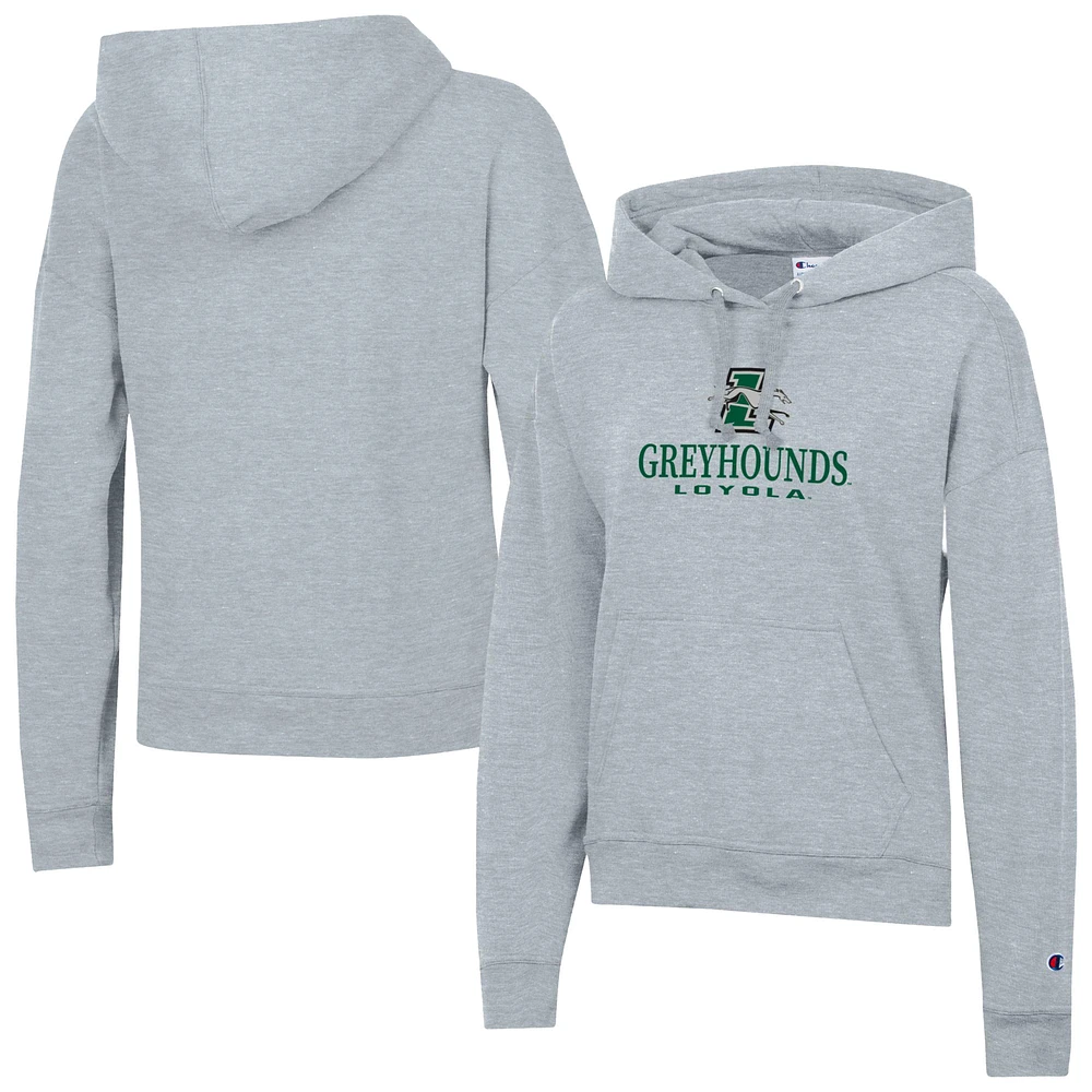 Women's Champion Gray Loyola Greyhounds Powerblend Fleece Pullover Hoodie