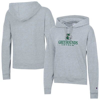 Women's Champion  Gray Loyola Greyhounds Powerblend Fleece Pullover Hoodie
