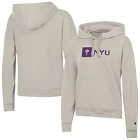 Women's Champion  Oatmeal NYU Violets Powerblend Fleece Pullover Hoodie