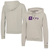 Women's Champion  Oatmeal NYU Violets Powerblend Fleece Pullover Hoodie