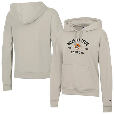Women's Champion  Oatmeal Oklahoma State Cowboys Powerblend Fleece Pullover Hoodie