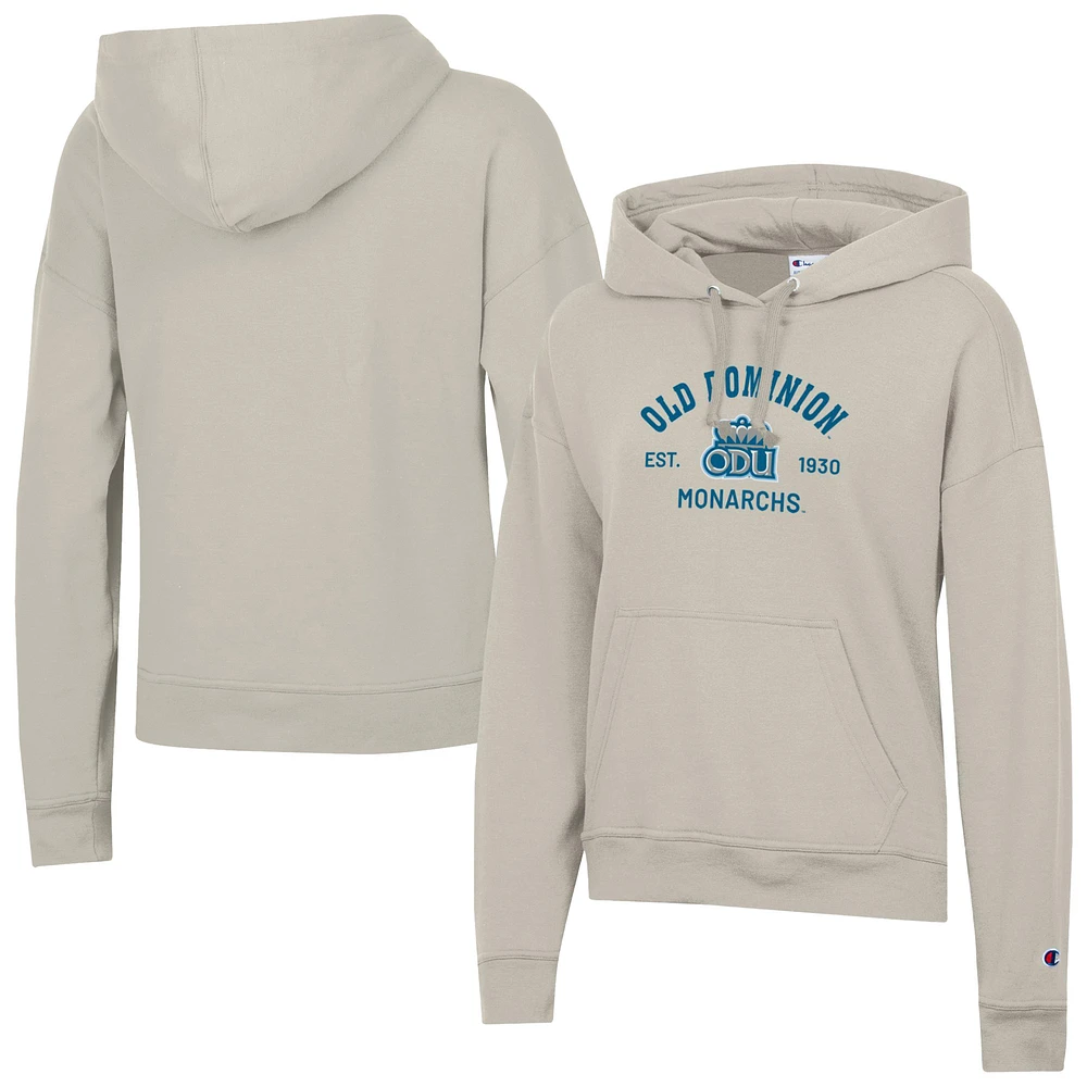 Women's Champion Oatmeal Old Dominion Monarchs Powerblend Fleece Pullover Hoodie