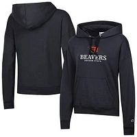 Women's Champion  Black Oregon State Beavers Powerblend Fleece Pullover Hoodie