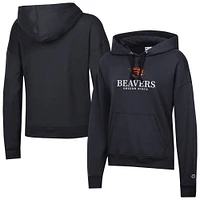 Women's Champion  Black Oregon State Beavers Powerblend Fleece Pullover Hoodie