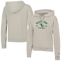Women's Champion  Oatmeal William & Mary Tribe Powerblend Fleece Pullover Hoodie