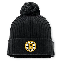 Men's Fanatics Black Boston Bruins 100th Anniversary Cuffed Knit Hat with Pom