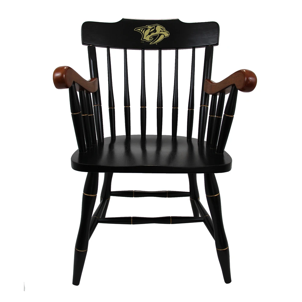 Black Nashville Predators Captain's Chair with Cherry Arms