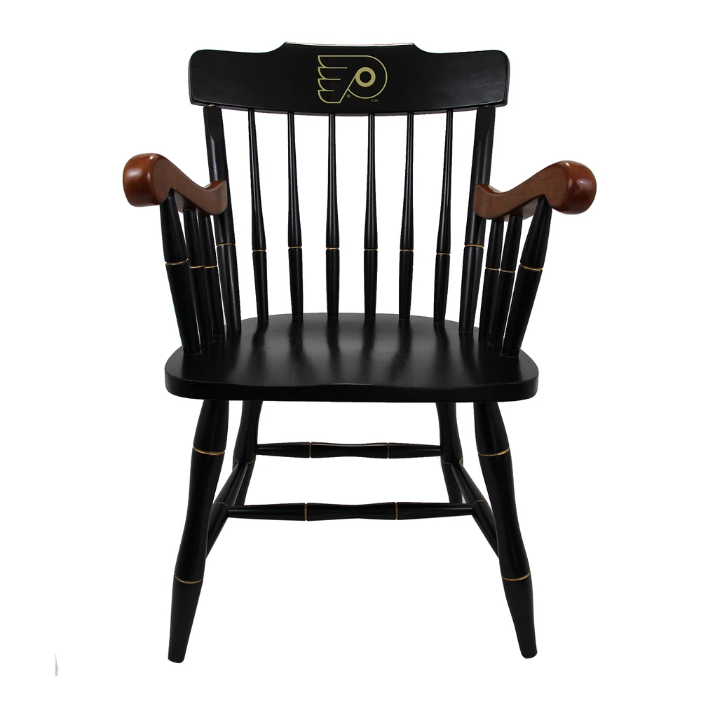 Black Philadelphia Flyers Captain's Chair with Cherry Arms