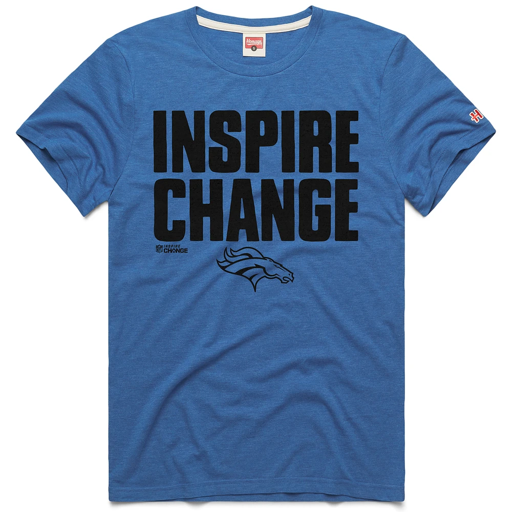 Unisex Homage Blue Denver Broncos 2024 Inspire Change Tri-Blend T-Shirt