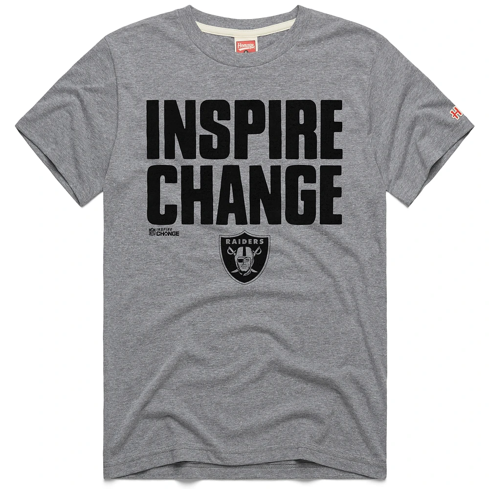 Unisex Homage Gray Las Vegas Raiders 2024 Inspire Change Tri-Blend T-Shirt