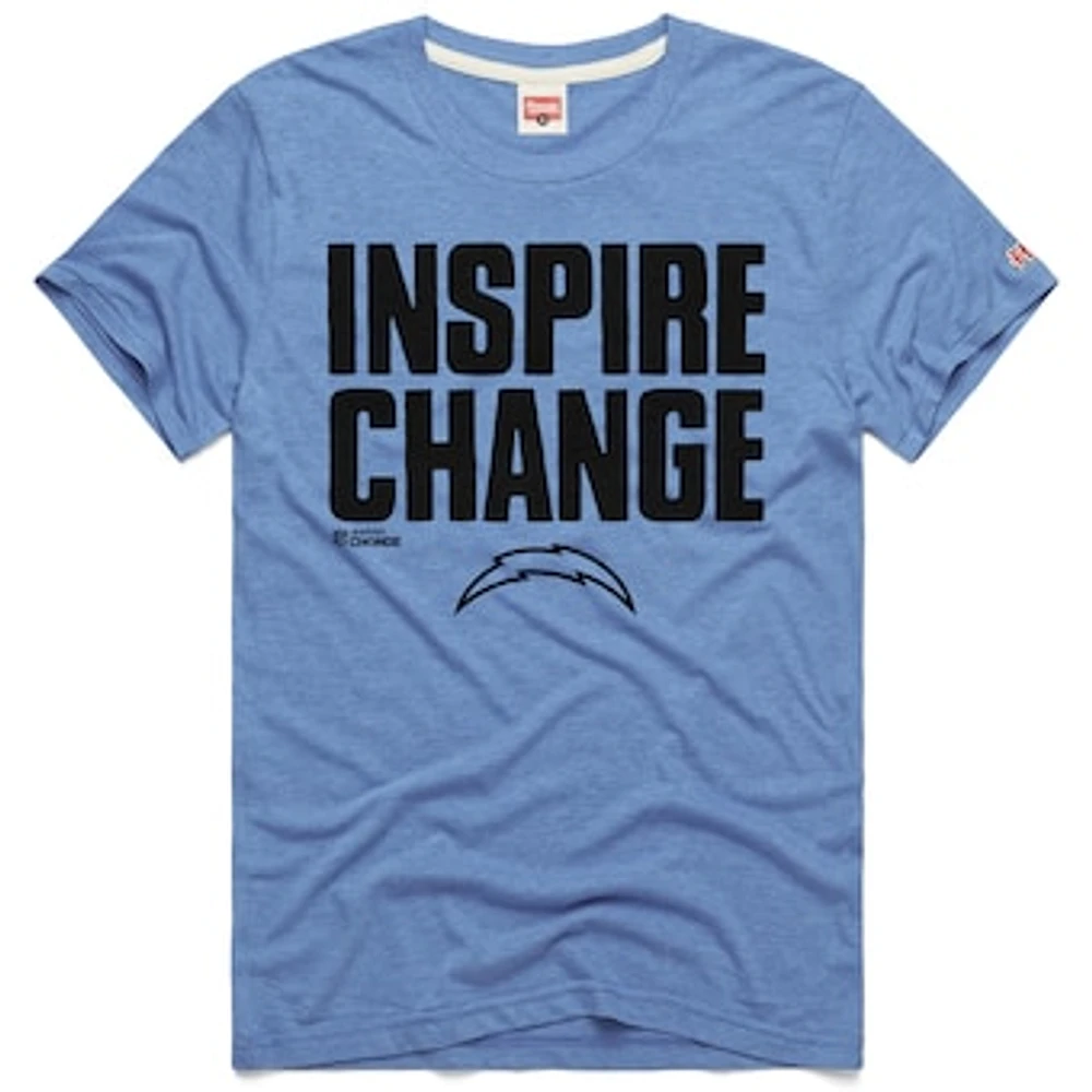 Unisex Homage Light Blue Los Angeles Chargers 2024 Inspire Change Tri-Blend T-Shirt