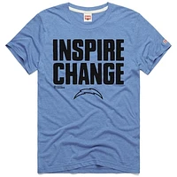 Unisex Homage Light Blue Los Angeles Chargers 2024 Inspire Change Tri-Blend T-Shirt