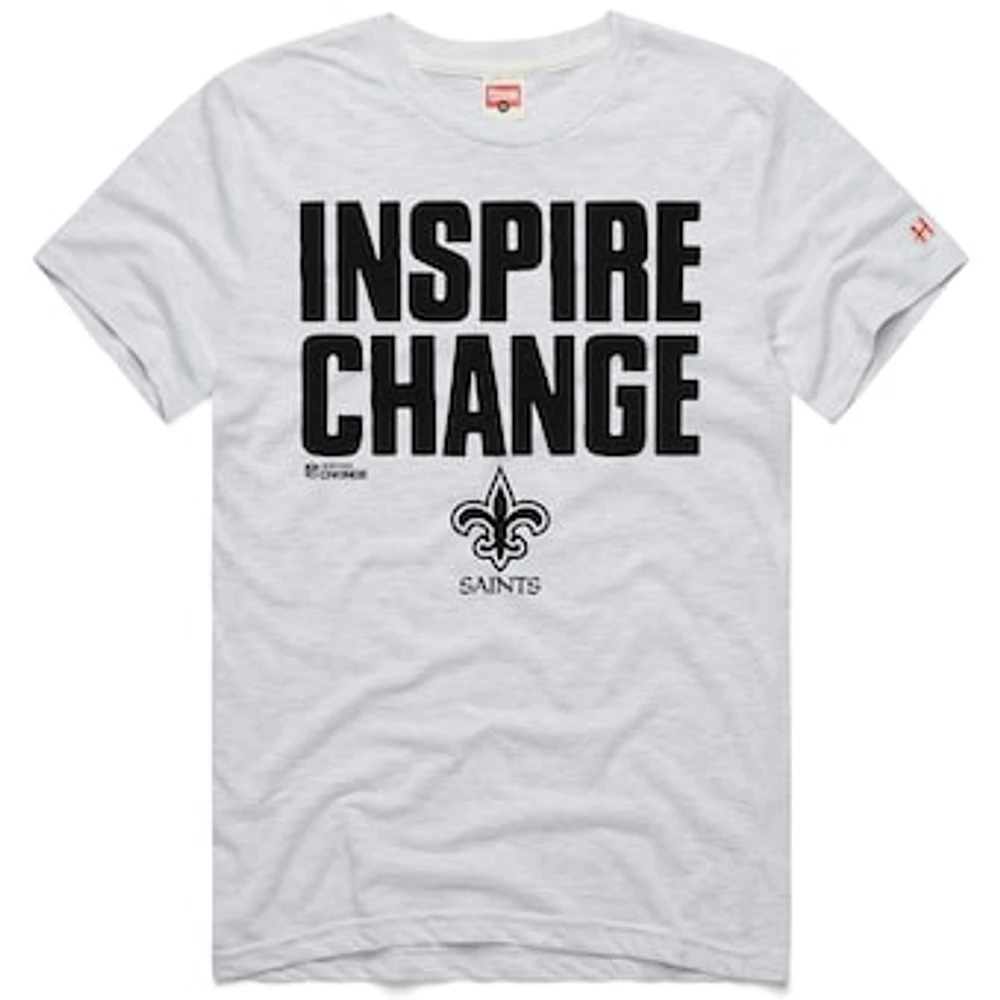 Unisex Homage Ash New Orleans Saints 2024 Inspire Change Tri-Blend T-Shirt