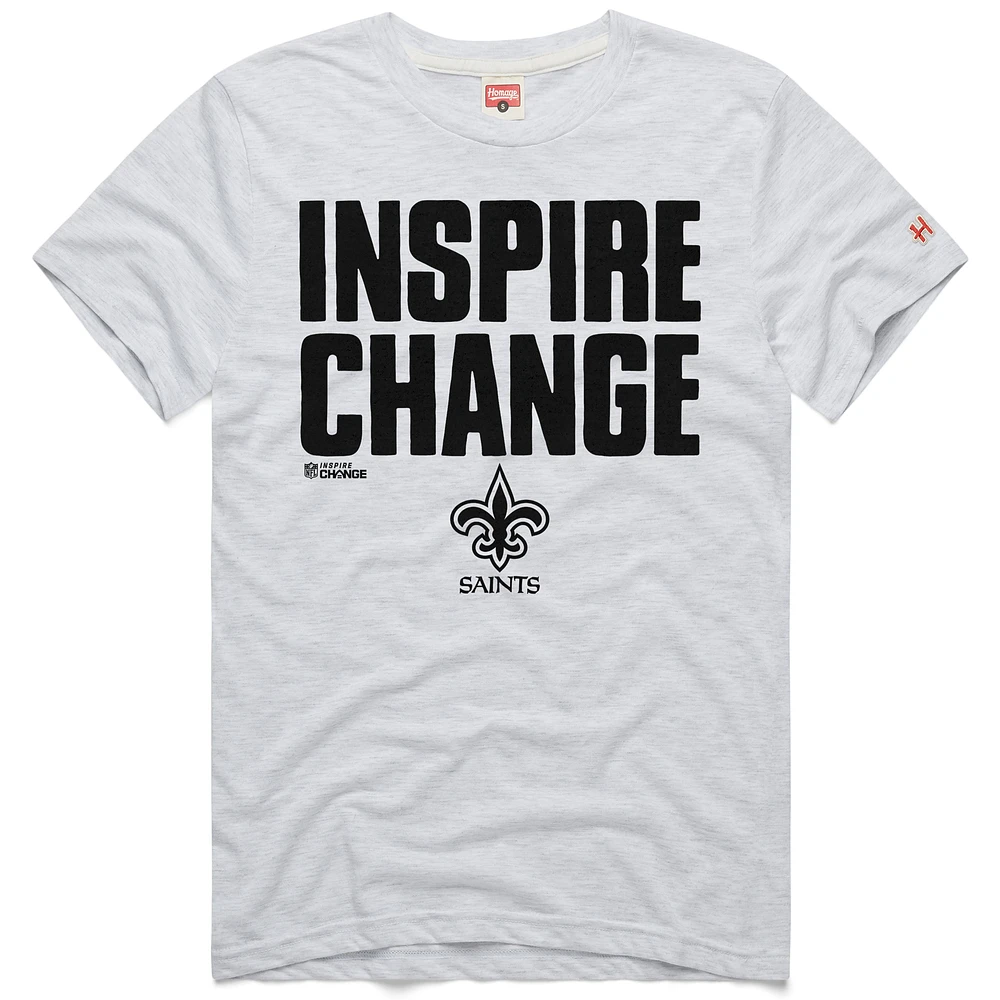 Unisex Homage Ash New Orleans Saints 2024 Inspire Change Tri-Blend T-Shirt