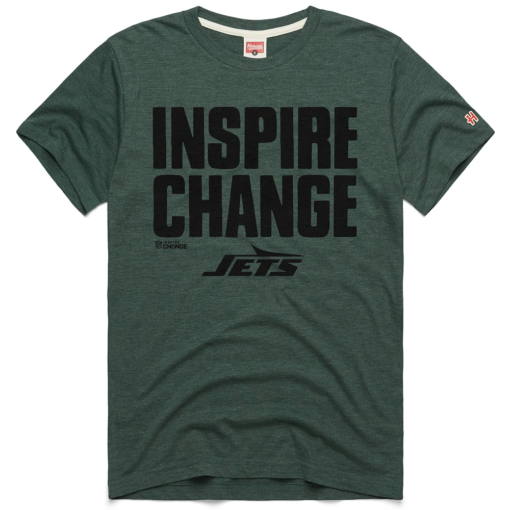 Unisex Homage Green New York Jets 2024 Inspire Change Tri-Blend T-Shirt