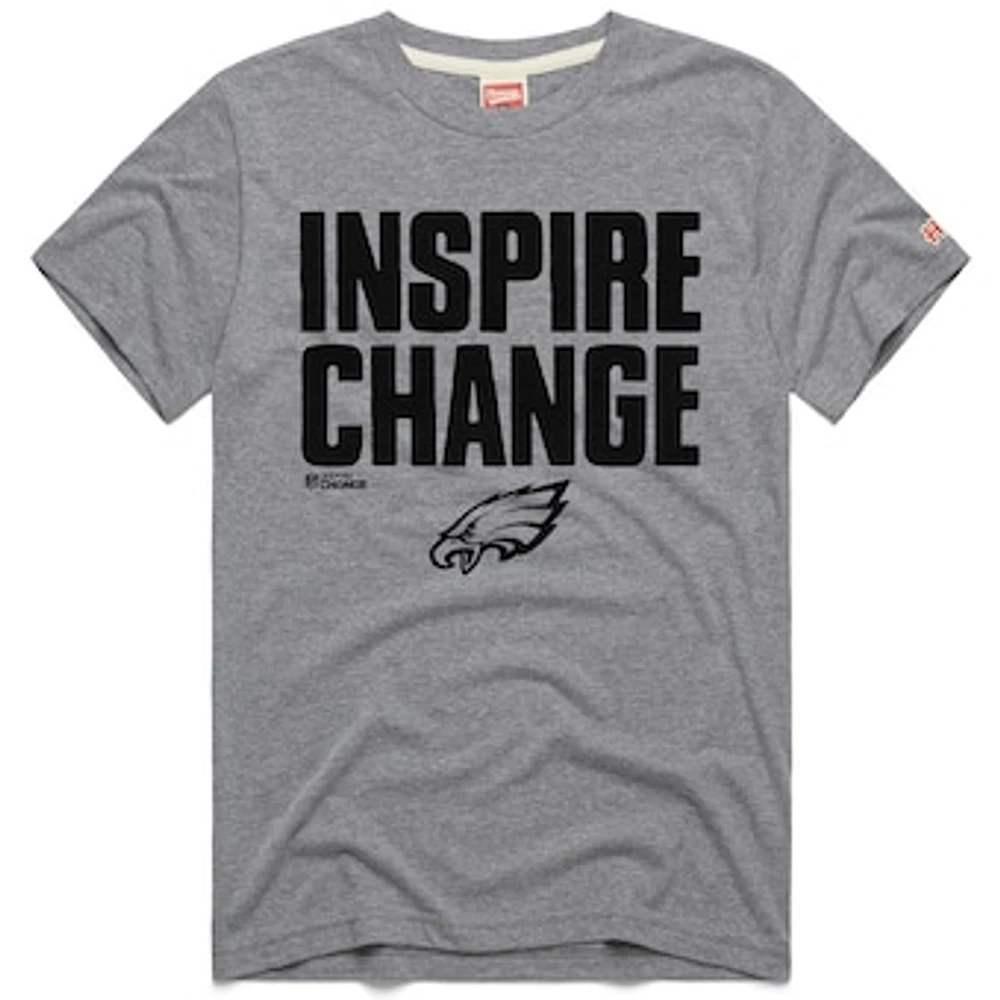 Unisex Homage Gray Philadelphia Eagles 2024 Inspire Change Tri-Blend T-Shirt