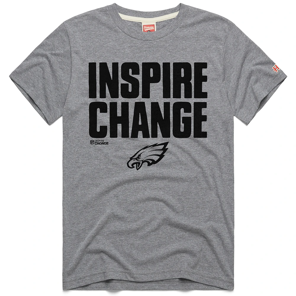 Unisex Homage Gray Philadelphia Eagles 2024 Inspire Change Tri-Blend T-Shirt