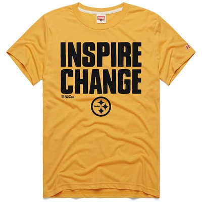 Unisex Homage Gold Pittsburgh Steelers 2024 Inspire Change Tri-Blend T-Shirt