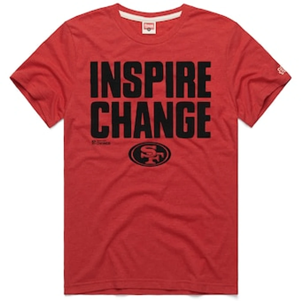 Unisex Homage Scarlet San Francisco 49ers 2024 Inspire Change Tri-Blend T-Shirt