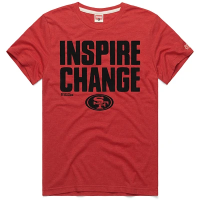 Unisex Homage Scarlet San Francisco 49ers 2024 Inspire Change Tri-Blend T-Shirt