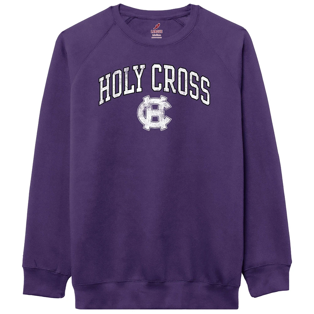 Men's League Collegiate Wear Purple Holy Cross Crusaders Essentials 2.0 Pullover Sweatshirt