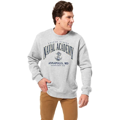 Men's League Collegiate Wear Heather Gray Navy Midshipmen Essentials 2.0 Pullover Sweatshirt