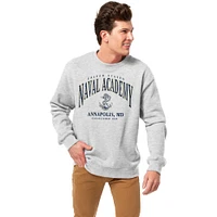 Men's League Collegiate Wear Heather Gray Navy Midshipmen Essentials 2.0 Pullover Sweatshirt