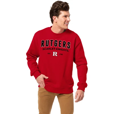 Men's League Collegiate Wear Scarlet Rutgers Knights Essentials 2.0 Pullover Sweatshirt