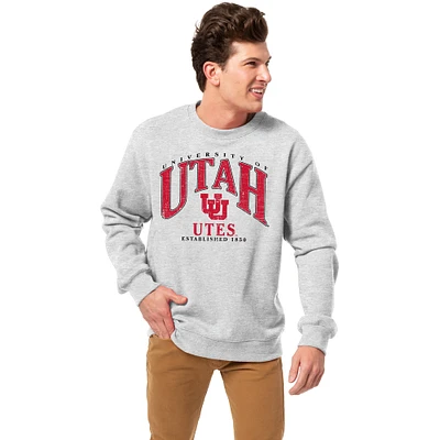 Men's League Collegiate Wear  Heather Gray Utah Utes Essentials 2.0 Pullover Sweatshirt