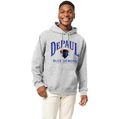 Men's League Collegiate Wear Heather Gray DePaul Blue Demons Essentials 2.0 Fleece Pullover Hoodie