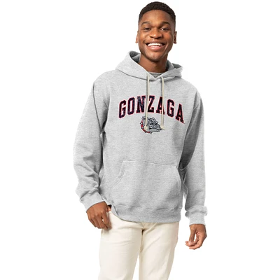 Men's League Collegiate Wear  Heather Gray Gonzaga Bulldogs Essentials 2.0 Fleece Pullover Hoodie