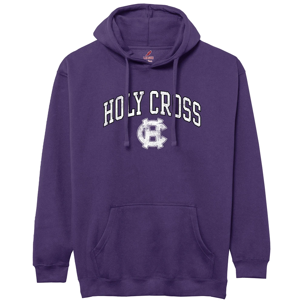 Men's League Collegiate Wear Purple Holy Cross Crusaders Essentials 2.0 Fleece Pullover Hoodie