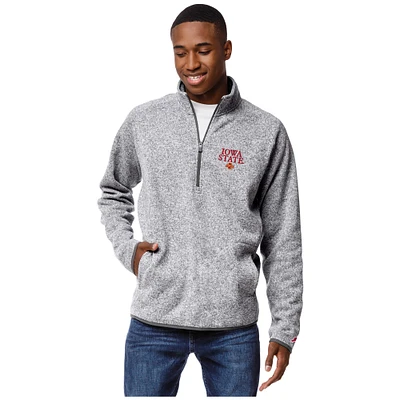 Men's League Collegiate Wear  Heather Gray Iowa State Cyclones Saranac Raglan Quarter-Zip Jacket