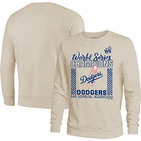 Men's Majestic Threads Cream Los Angeles Dodgers 2024 World Series Champions  Tri-Blend Pullover Sweatshirt